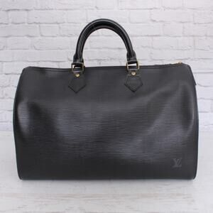 Louis Vuitton Speedy 35 Black Epi Satchel Purse Handbag Large Tote Boston A5367